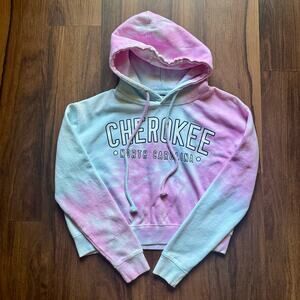 Tie-Dye Crop Hoodie Cherokee NC | Y2K Pastel Soft Girl Pullover - Size S